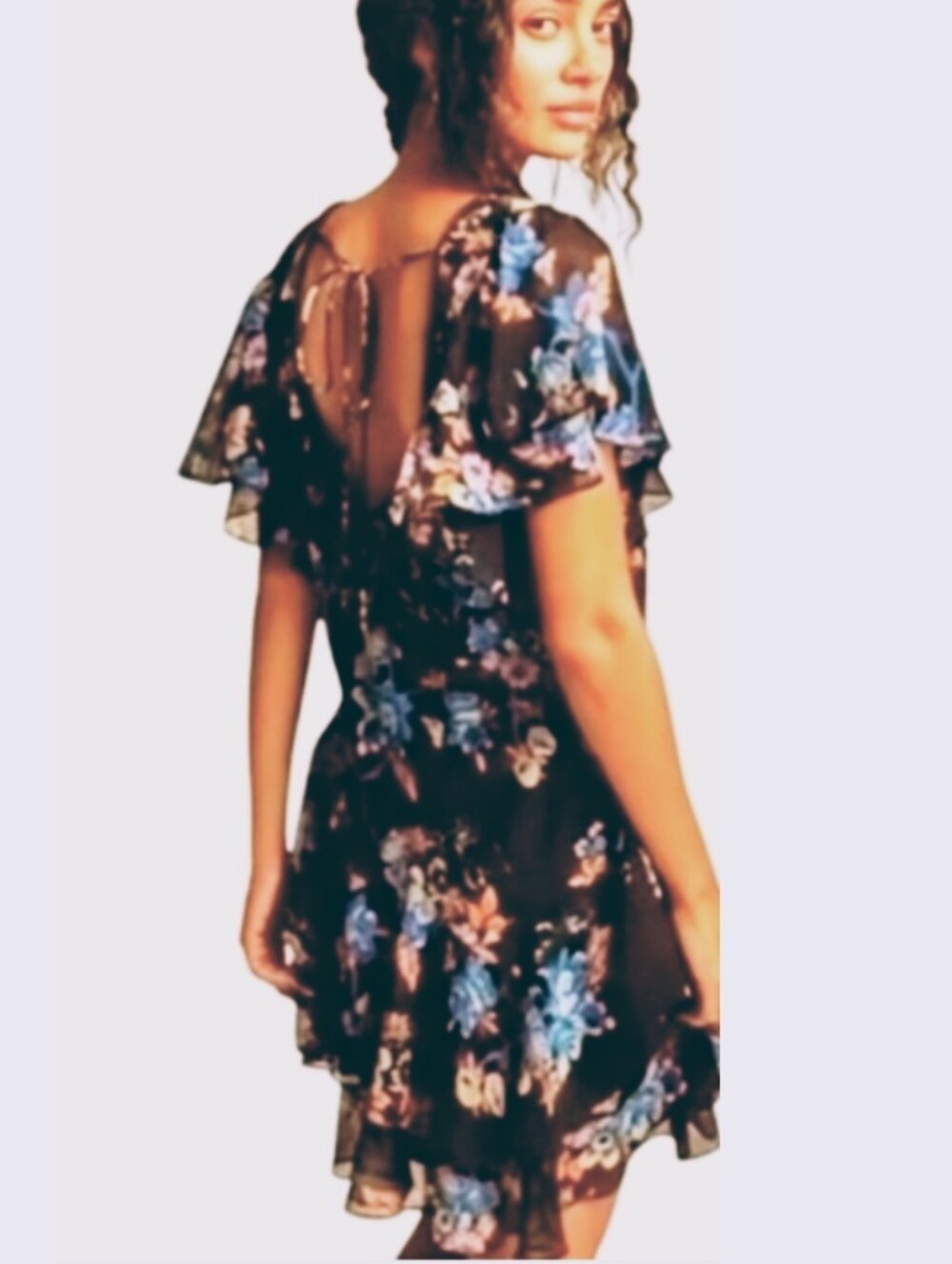 Free People Love to Love Floral Mini Dress Short Flutter Sleeves S EUC Revolve - Picture 1 of 14